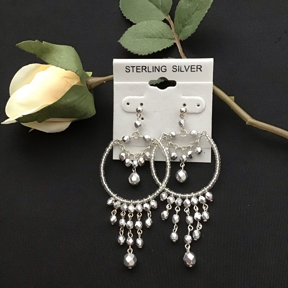 3/$15 SALE- Silver Dangle Hoop Earrings